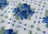 Vintage Blue Leaves and Hydrangea Tablecloth