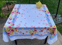 Vintage Pink Lilies Daisies and More Tablecloth and Napkins