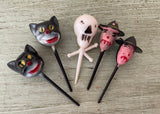 Vintage Halloween Cupcake Picks Topper Black Cats and Witches