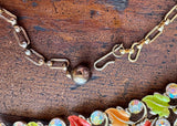 Vintage Enameled and Rhinestone Fall Leaves Necklace and Bracelet