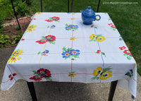 Vintage Wilendur Rosemead Wild Flower and Fruit Tablecloth