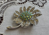 Vintage Sarah Coventry Rhinestone Daisy Sunflower Pin