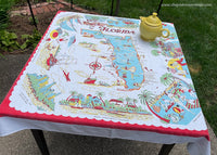 Vintage Amer-Lin Creation Florida Souvenir Tablecloth