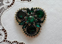 Vintage Judy Lee Emerald Green Rhinestone Brooch