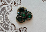 Vintage Judy Lee Emerald Green Rhinestone Brooch