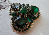 Vintage Judy Lee Emerald Green Rhinestone Brooch