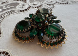 Vintage Judy Lee Emerald Green Rhinestone Brooch