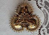 Vintage Judy Lee Emerald Green Rhinestone Brooch