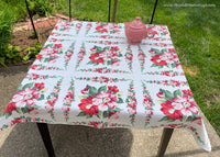 Vintage Pink and Red Camellia Flowers Tablecloth