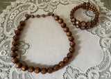 Vintage Chocolate Moonglow Necklace and Matching Bracelet