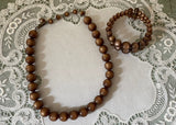 Vintage Chocolate Moonglow Necklace and Matching Bracelet