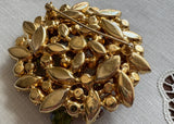 Vintage Cha Cha Rhinestone Brooch Shades of Amber and Green