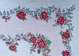 Large Vintage Tablecloth Pink Rose and Polka Dots