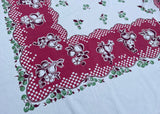 Vintage Tablecloth Pink Jadeite Green Fruits Cherries Strawberries and More