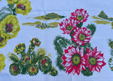 Tagged Vintage California Hand Prints Cactus and Flowers Tablecloth