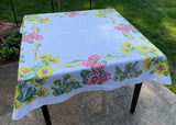 Tagged Vintage California Hand Prints Cactus and Flowers Tablecloth