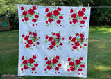 Vintage Red Royal Rose Wilendur Tablecloth