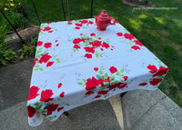 Vintage Red Royal Rose Wilendur Tablecloth