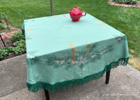 NWT Vintage CHP California Hand Prints Candle Glow Round Christmas Tablecloth