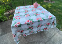 Vintage Wilendur Coral Pink Morning Glory Glories Tablecloth