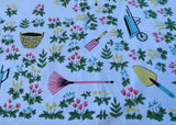 Whimsical Vintage Gardening Tools and Flowers Tablecloth