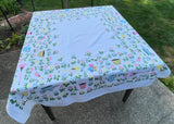 Whimsical Vintage Gardening Tools and Flowers Tablecloth