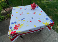 Vintage Tagged Wilendur Meadowbloom Floral Tablecloth Red