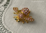 Joan Rivers Bumble Bee Pink Rhinestone Pin