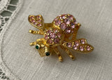 Joan Rivers Bumble Bee Pink Rhinestone Pin