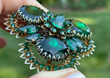 Vintage Judy Lee Emerald Green Rhinestone Brooch
