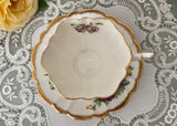 Vintage Victoria Purple and Yellow Pansies Teacup and Saucer