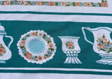 Vintage Startex Tablecloth Fine China Design of Plates Vases Pitchers