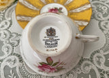 Vintage Paragon Bright Yellow and Gold with Pink Rose Teacup and Saucer