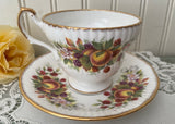 Vintage Queen's Flowers and Fruits Teacup and Saucer