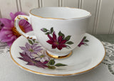 Vintage Shades of Purple Clematis Flower Teacup and Saucer