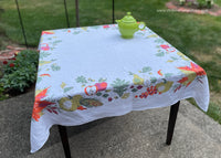 Vintage Fall Tablecloth Autumn Leaves Pumpkins Gourds Indian Corn & More