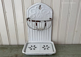 Vintage Enameled Graniteware Soap Dish and Sponge Holder French Farmhouse