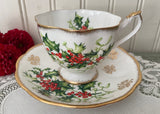 Vintage Queen Anne Christmas Yuletide Holly Berries Teacup and Saucer