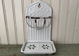 Vintage Enameled Graniteware Soap Dish and Sponge Holder French Farmhouse