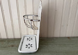 Vintage Enameled Graniteware Soap Dish and Sponge Holder French Farmhouse