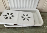 Vintage Enameled Graniteware Soap Dish and Sponge Holder French Farmhouse
