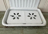 Vintage Enameled Graniteware Soap Dish and Sponge Holder French Farmhouse