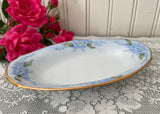 Vintage Hand Painted Soft Blue Forget Me Nots Tidbit Trinket Tray Dish