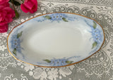 Vintage Hand Painted Soft Blue Forget Me Nots Tidbit Trinket Tray Dish
