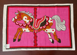 Unused Vintage Jane Hill Carousel Horse Irish Linen Tea Towel