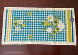 MWT Vintage Garden State Creation Teal Chartreuse Flower Basket Tea Towel