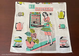 Vintage Mid Century Be Modern Tea Towel Pink and Teal Appliances