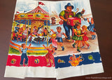 Unused Vintage G W Prismacolor Children and Carousel  Tea Towel