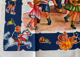 Unused Vintage G W Prismacolor Organ Grinder Monkey and Children Tea Towel