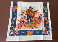 Unused Vintage G W Prismacolor Organ Grinder Monkey and Children Tea Towel